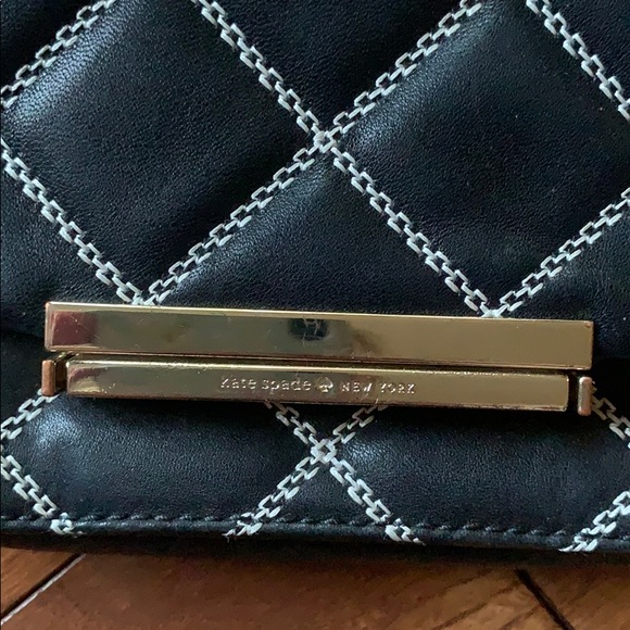 Kate Spade Quilted Crossbody Black White Gold - Picture 2 of 7